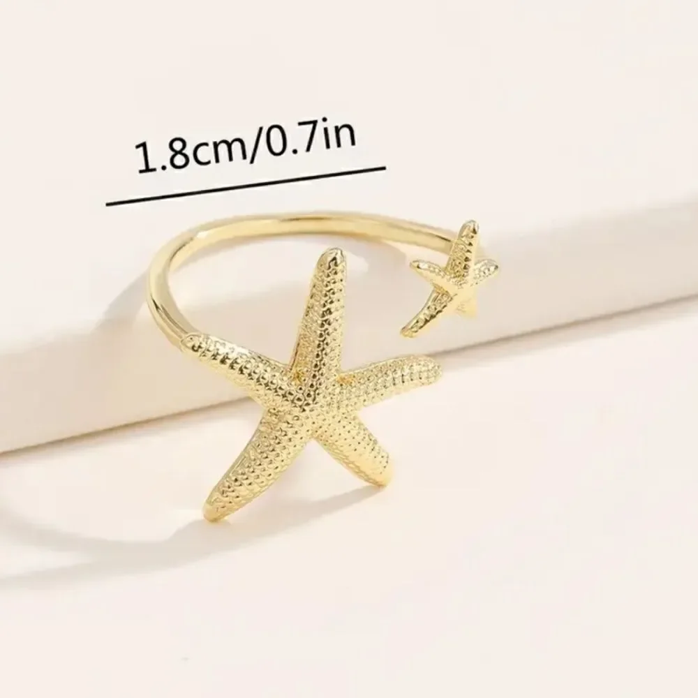 Starfish cuff ring gold tone
